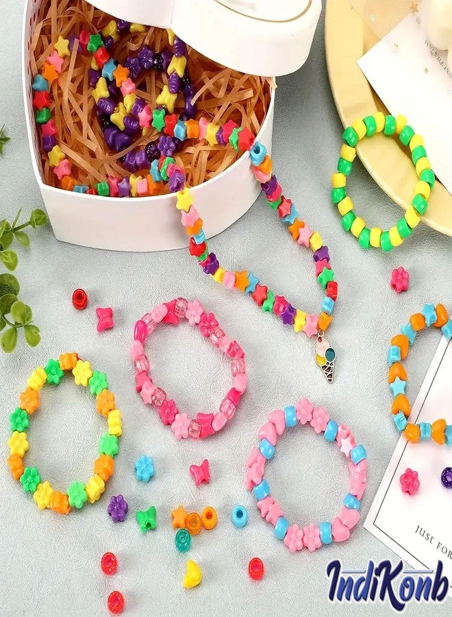 INDIKONB Pony Plastic Beads | Pastel Multicolor, 300 Round Beads for Hair Accessories, Phone Charms, Kids' Jewelry - Image 3